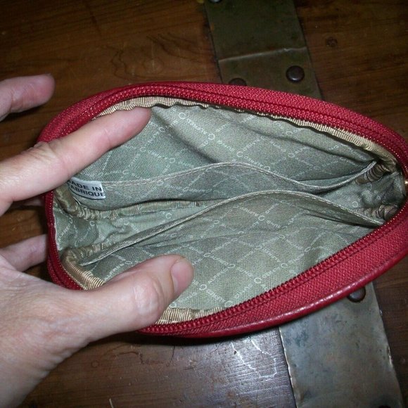 Mini Zippered Case Bag Make-up Storage 7" Red/Black Travel Bag by Alfred Sung - Picture 3 of 4